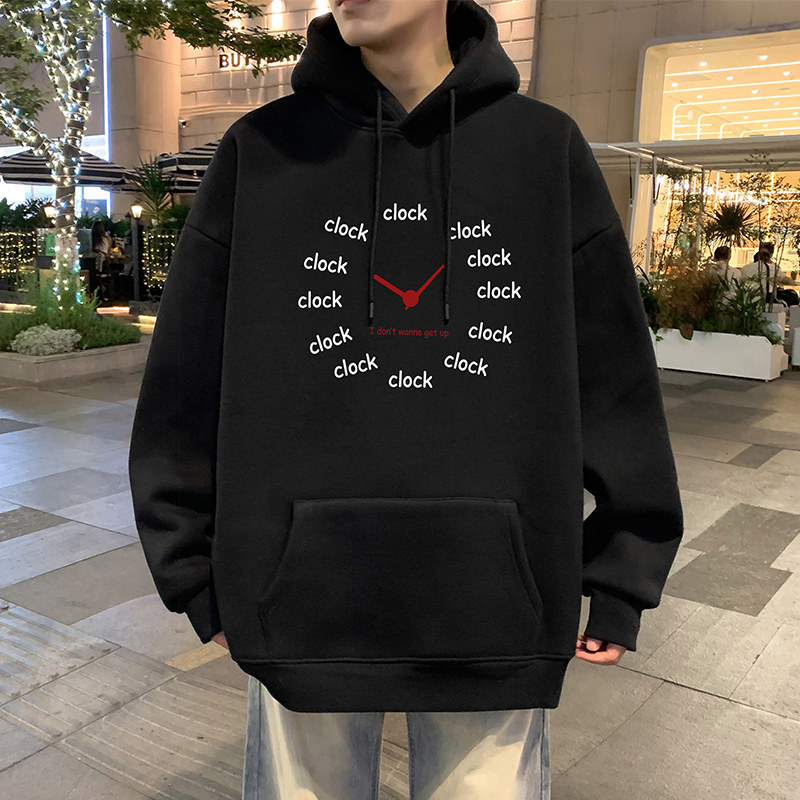 连帽卫衣男款春秋季新款加绒加厚宽松潮牌美式高街重磅青少年外套