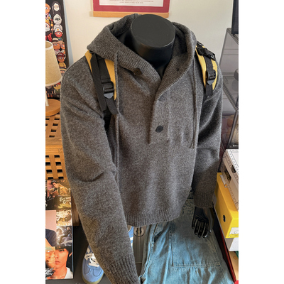 高街纯色连帽针织衫男款秋季美式oversize连帽卫衣高级感痞帅毛衣