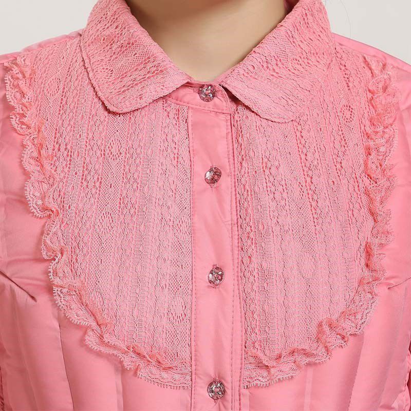 羽绒服内胆女修身长袖轻薄短款冬季羽绒保暖内衣大码加厚打底衬衫