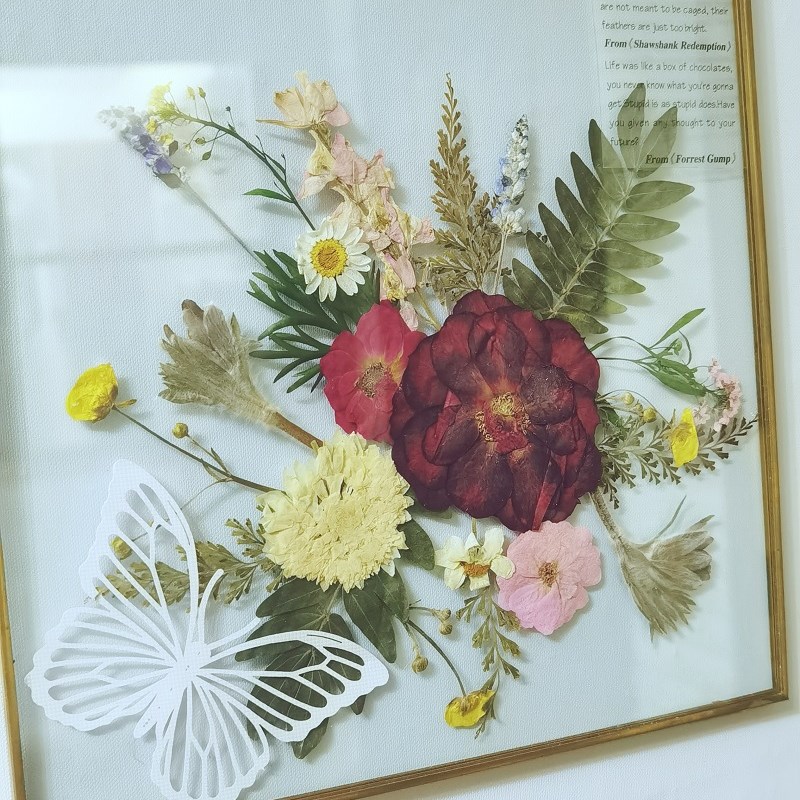 轻奢金边画框玻璃相框手作乡村压花押花干花壁饰摆件民宿艺术相框