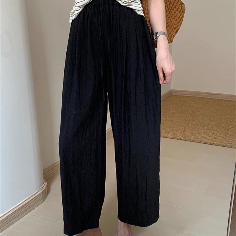 小个子九分休闲裤女大码夏季薄款胖mm宽松显瘦垂感山本阔腿奶奶裤