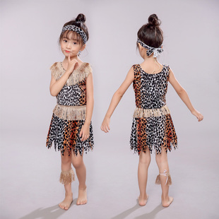 原始人服装野人演出服印第安人非洲土著人服装幼儿非洲鼓表演服装