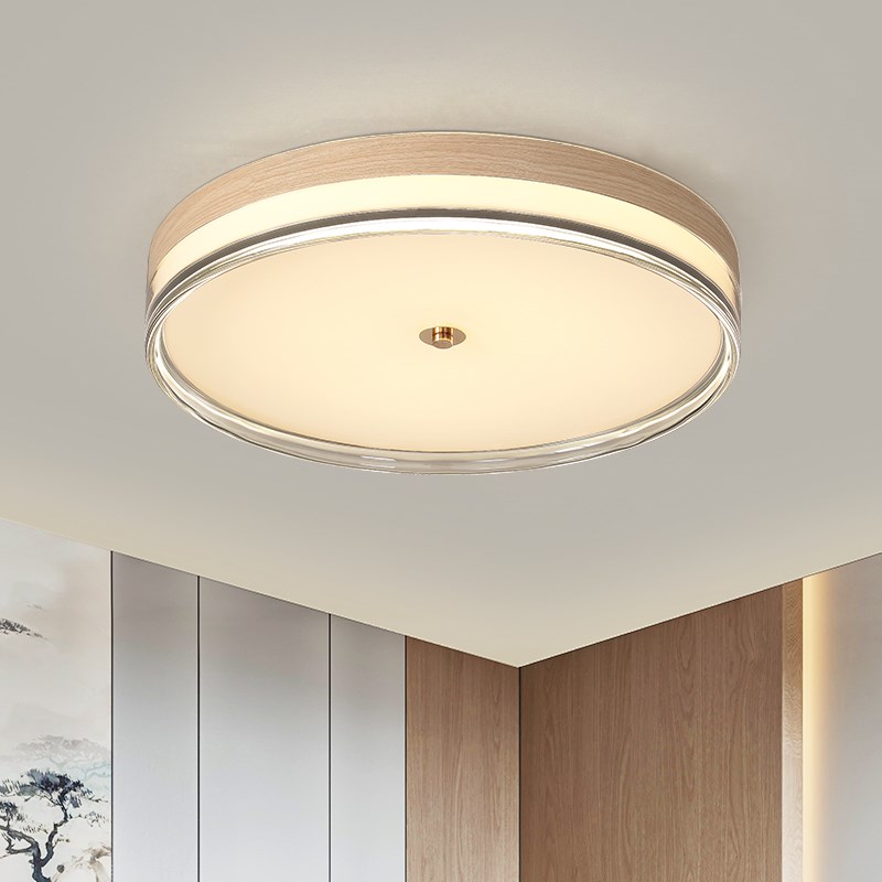 【华之灯】中式卧室灯木纹灯具北欧极简设计师餐厅书房主卧吸顶灯