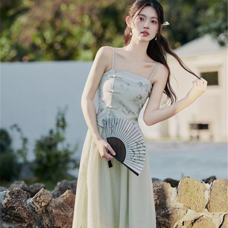 日常汉服改良三件套春装夏季古风小个子古风套装新中式连衣裙女装