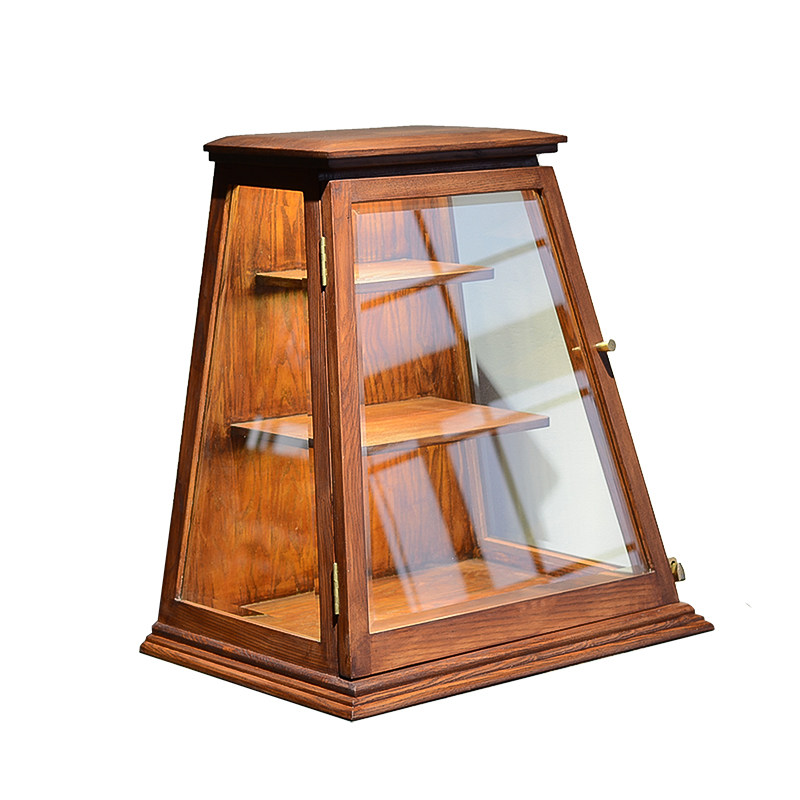 蘑菇空间 水曲柳实木榫卯梯形柜 复古玻璃柜 饰品展柜 博物馆系列