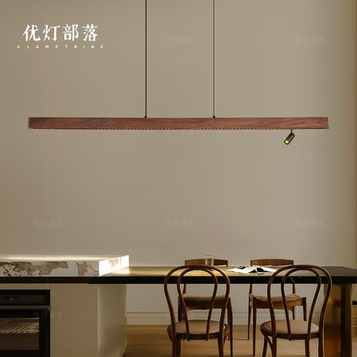 黑胡桃实木新款茶室吊灯中式禅意创意个性吧台办公室长条灯餐桌灯