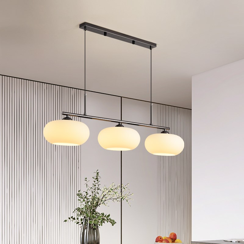 法式中古餐厅吊灯奶油风复古玻璃包豪斯长条灯铁艺吧台茶室长条灯