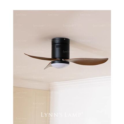 Lynns立意 北欧胡桃木色风扇灯客厅卧室原木风一体led书房餐厅灯