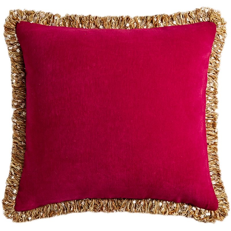 偏爱集美式抱枕轻奢高级感复古客厅沙发腰枕靠垫红色不含芯抱枕套