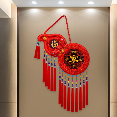 新款中国结葫芦挂件福字客厅桃木大号镇宅入户门平安结玄关背景墙