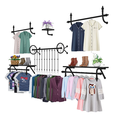 服装店衣架卖衣服用架子服装展示架子女装童装 店货架上墙侧挂架