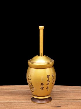 黄铜捣药罐杵子药盅擂钵臼缸研钵臼纯铜盅捣碎捣蒜泥器研磨器摆件