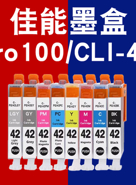 适用原装canon佳能pro100填充墨盒CLI-42喷墨打印机黑色彩色墨水