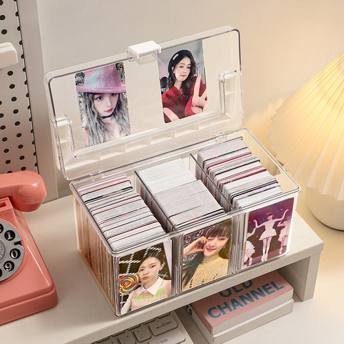 透明手提带盖小卡收纳盒