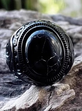 黑松石欧美时尚钛钢潮人戒指