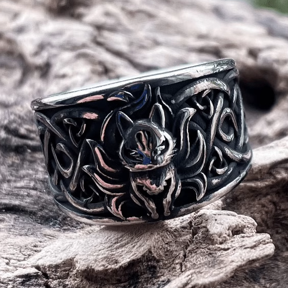 ROCK PUNK时尚九尾狐国潮民族风戒指高级感男女士通用不掉色指环