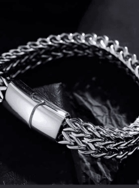 ROCK PUNK极简风日韩网红时尚手链男士不掉色高级感单身潮牌饰品