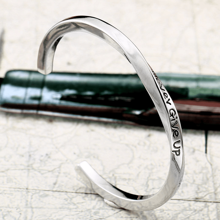 ROCK PUNK欧美时尚字母钛钢手镯 男女个性开口C型不锈钢潮流手环