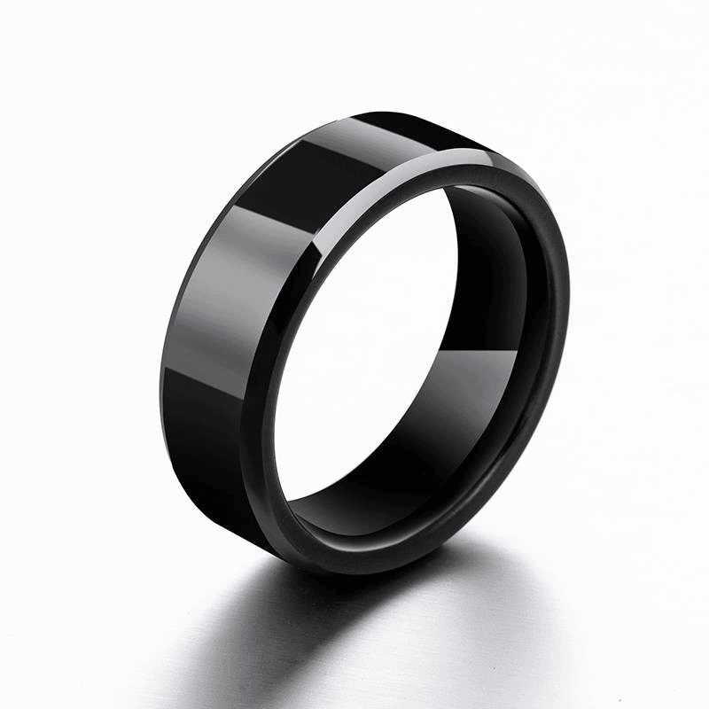 Rock Punk时尚潮人日韩版简约戒指复古学生个性素圈单黑色指环ins