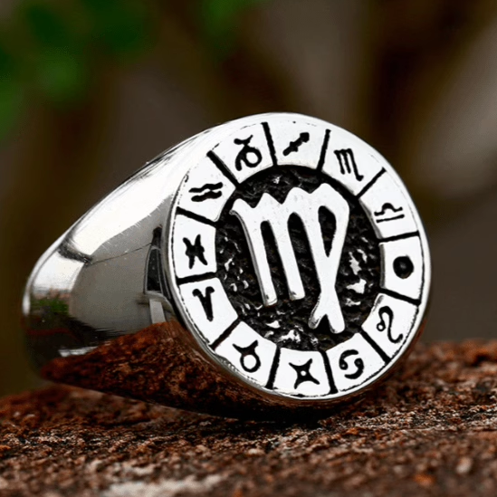 ROCK PUNK十二星座时尚情侣手工抛光戒指高级感潮牌个性简约指环