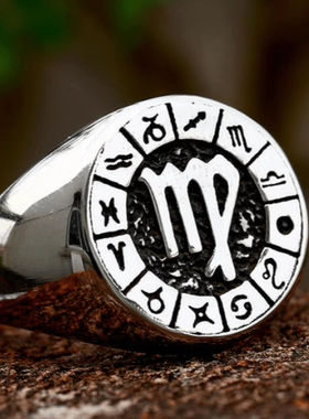 ROCK PUNK十二星座时尚情侣手工抛光戒指高级感潮牌个性简约指环