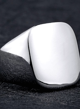 ROCK PUNK时尚简约饰品实心男士光面戒指 亮面大方形指环韩版饰品