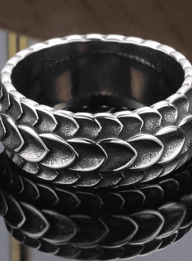 钛钢戒指朋克风复古龙纹