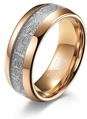 不掉色防刮花弧形钨钢镶嵌冰丝戒指环男女求婚情侣钨金对戒时尚