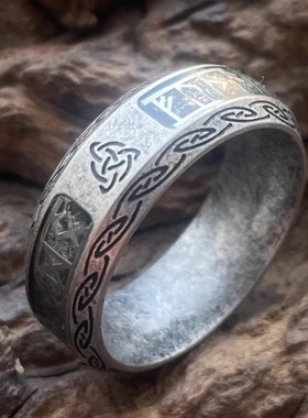 ROCK PUNK欧美时尚简约做旧男女款戒指新款维京英灵殿字母潮指环