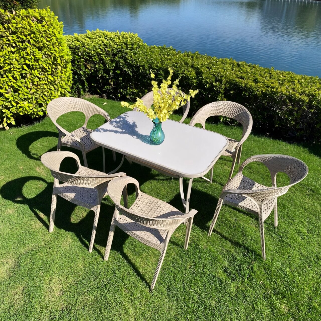 仿藤椅阳台茶桌椅组合庭院户外室外休闲椅餐椅加厚靠背椅露天桌子