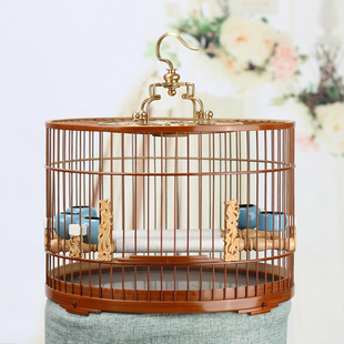 紫竹绣眼鸟笼柳莺红子靛颏黄鸟玉鸟金青手工竹皮抛光老竹鸟笼