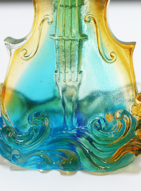 琉璃小提琴琴瑟和鸣创意摆件居家客厅前台摆放装饰朋友婚庆送礼