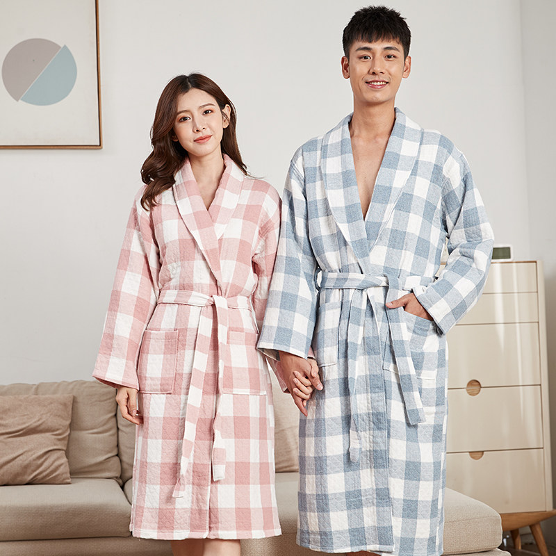纯棉四季浴袍男女情侣中长款三层纱布睡袍夏全棉吸水浴衣秋冬加厚,女士内衣/男士内衣/家居服,睡袍/浴袍,淘宝优惠券,粉丝福利购,淘宝优惠卷