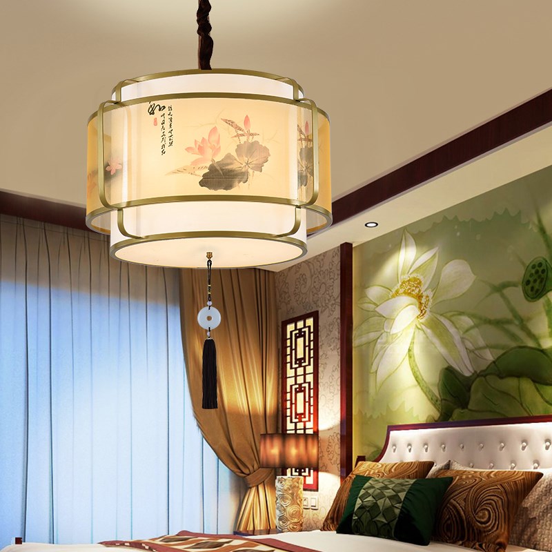 新中式仿古吊灯客餐厅金色复古中国风走廊饭店酒店火锅店餐饮灯笼