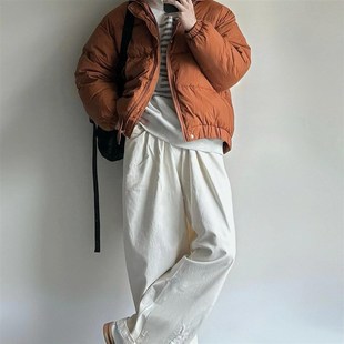 男装高级感穿搭套装冬季日杂风棉服外套冬装一套搭配直筒长裤男装