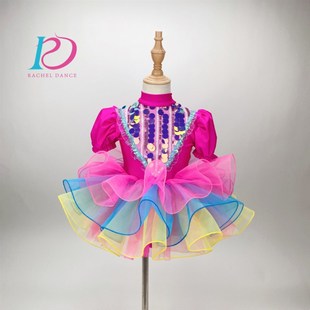 2022儿童新款 六一演出服七彩亮片蓬蓬裙舞台演出服纱裙芮其儿