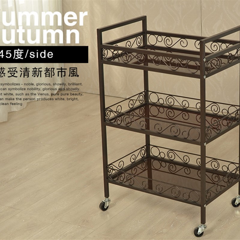 包邮美容推车柜子美容车美发工具车美甲置物架子钢化玻璃化妆台5D