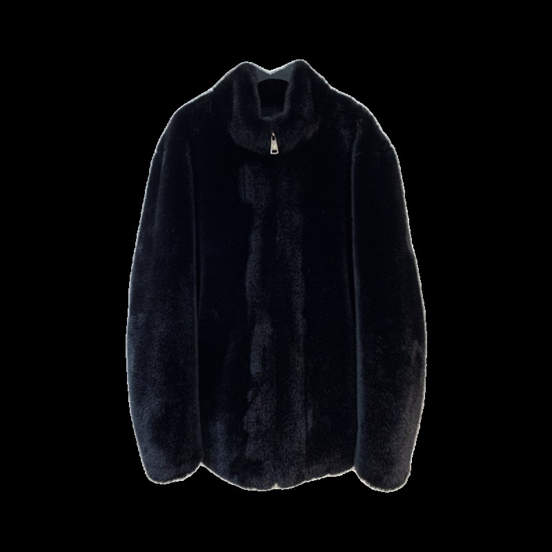 给爸爸带一件男款冬季保暖立领水貂环保皮草貂皮大衣毛毛外套黑色