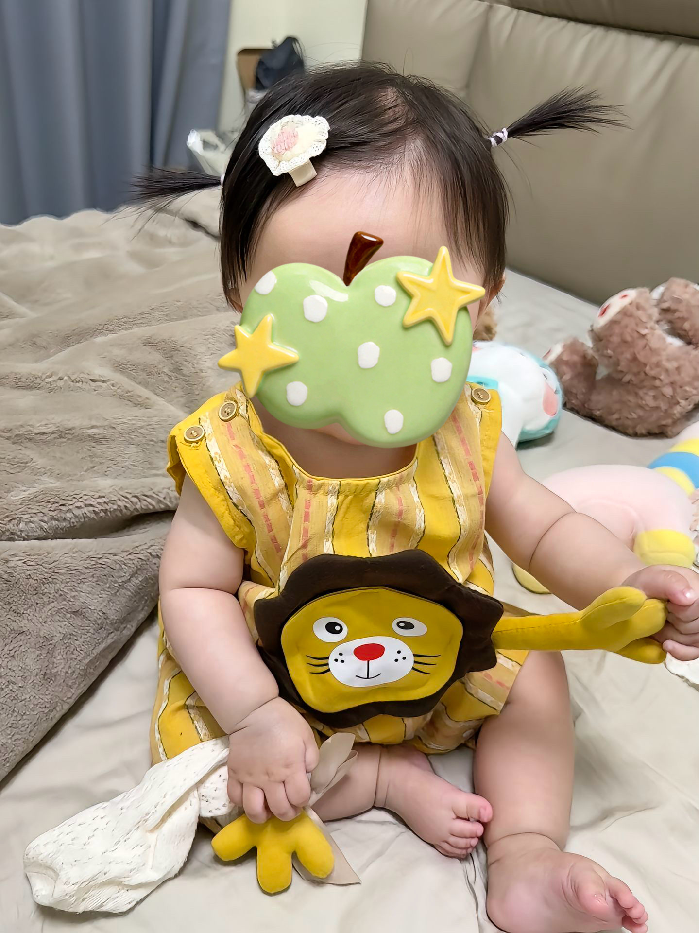 卡通狮子夏季婴儿衣服2026薄款男童连体衣卡通无袖背带裤宝宝