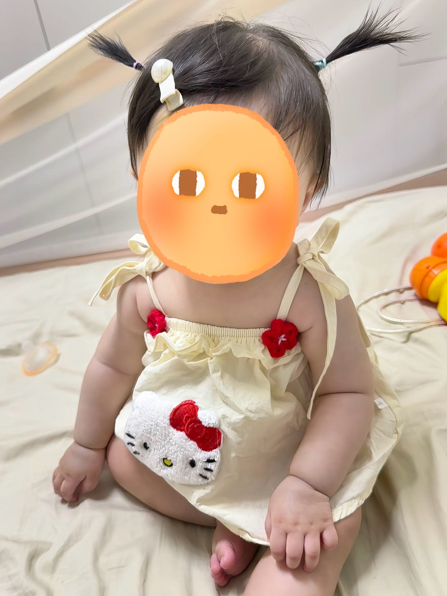 猫咪图案小吊带套装女宝宝可爱薄款包屁衣夏季2026系带爬爬服