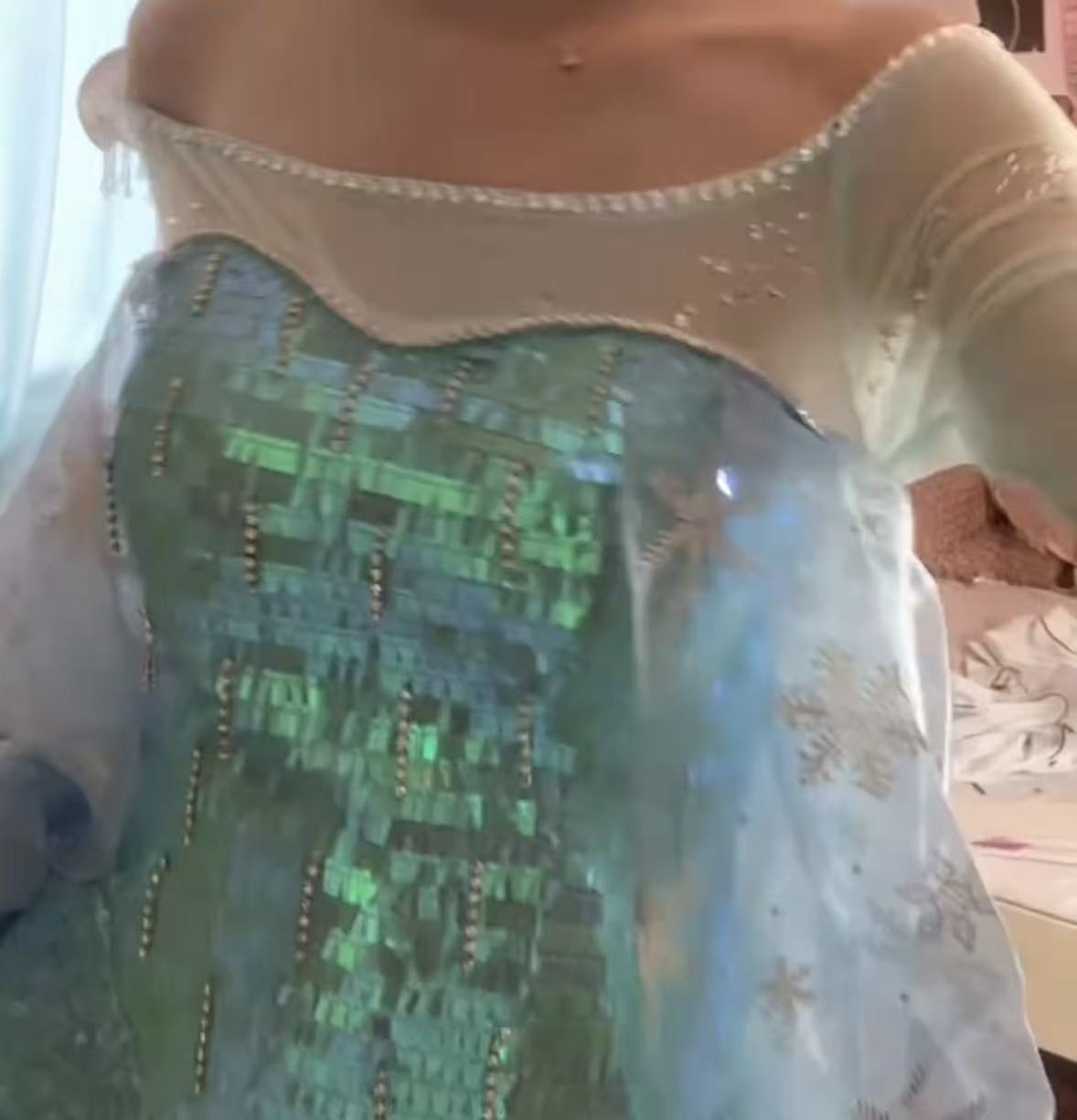 女童爱莎裙子冰雪奇缘艾沙公主裙艾莎春秋拖尾生日礼服夏