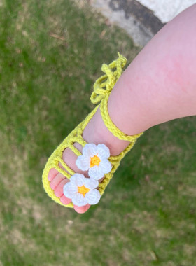编织款儿童包包鞋子毛线钩织材料包DIY小雏菊花朵系带小鞋子