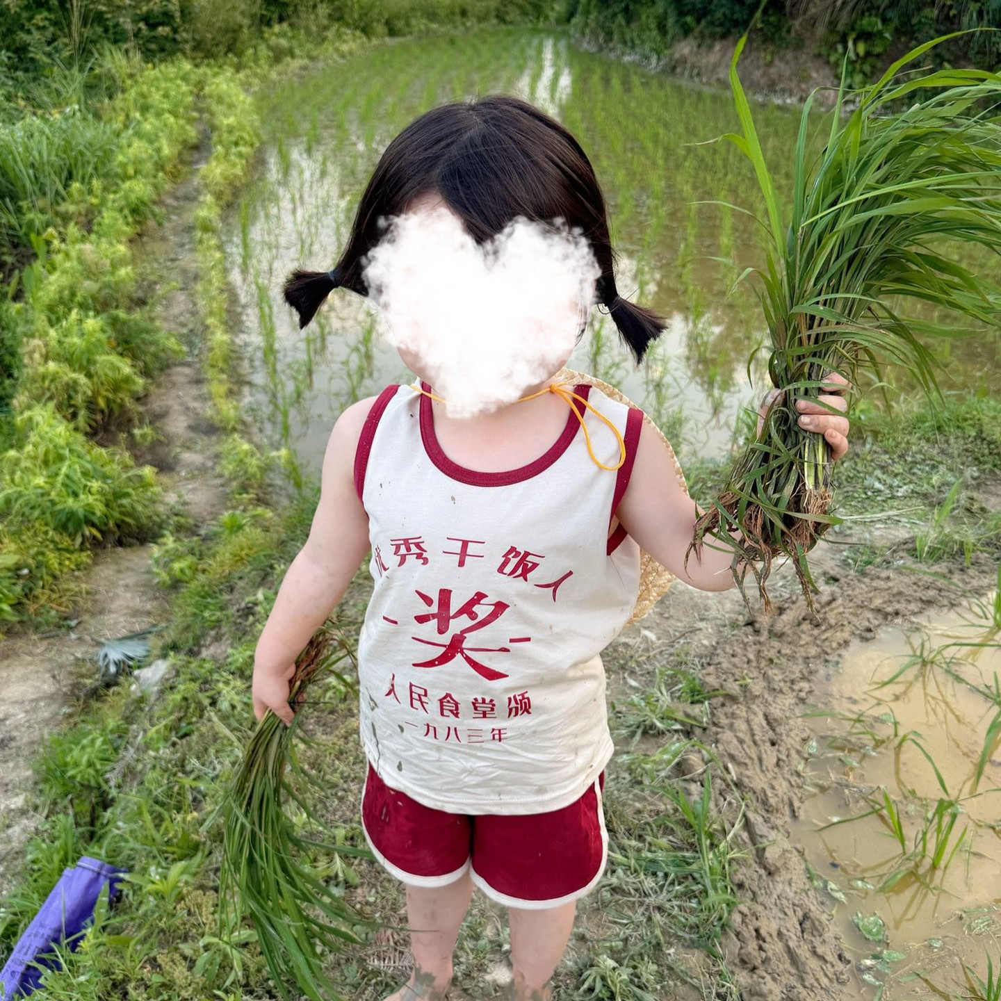 个性印花无袖儿童套装男童女童姐弟装短袖背心T恤怀旧童装