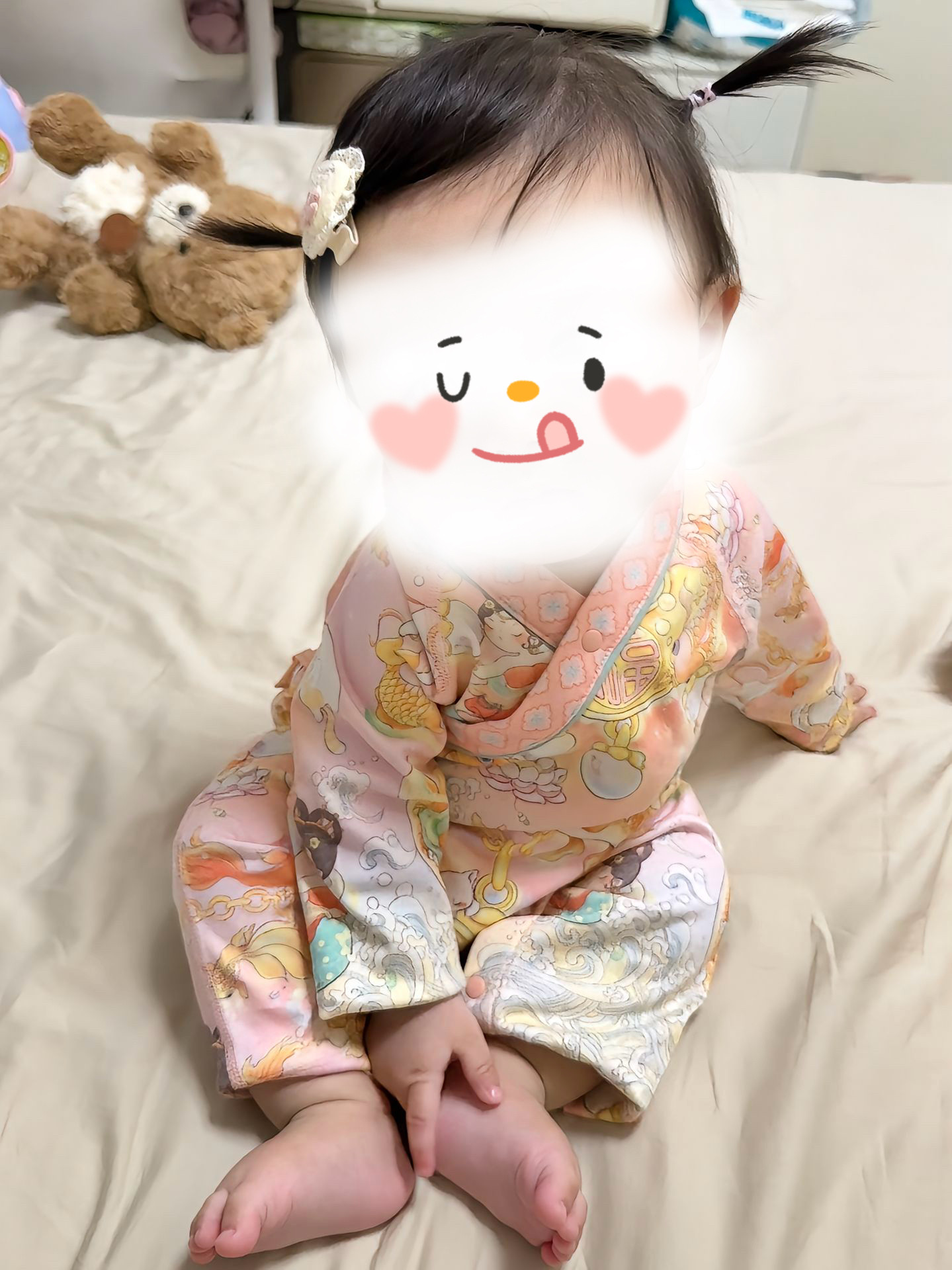 彩色女宝宝连体衣新款2026可爱周岁女宝礼服国风新中式唐装