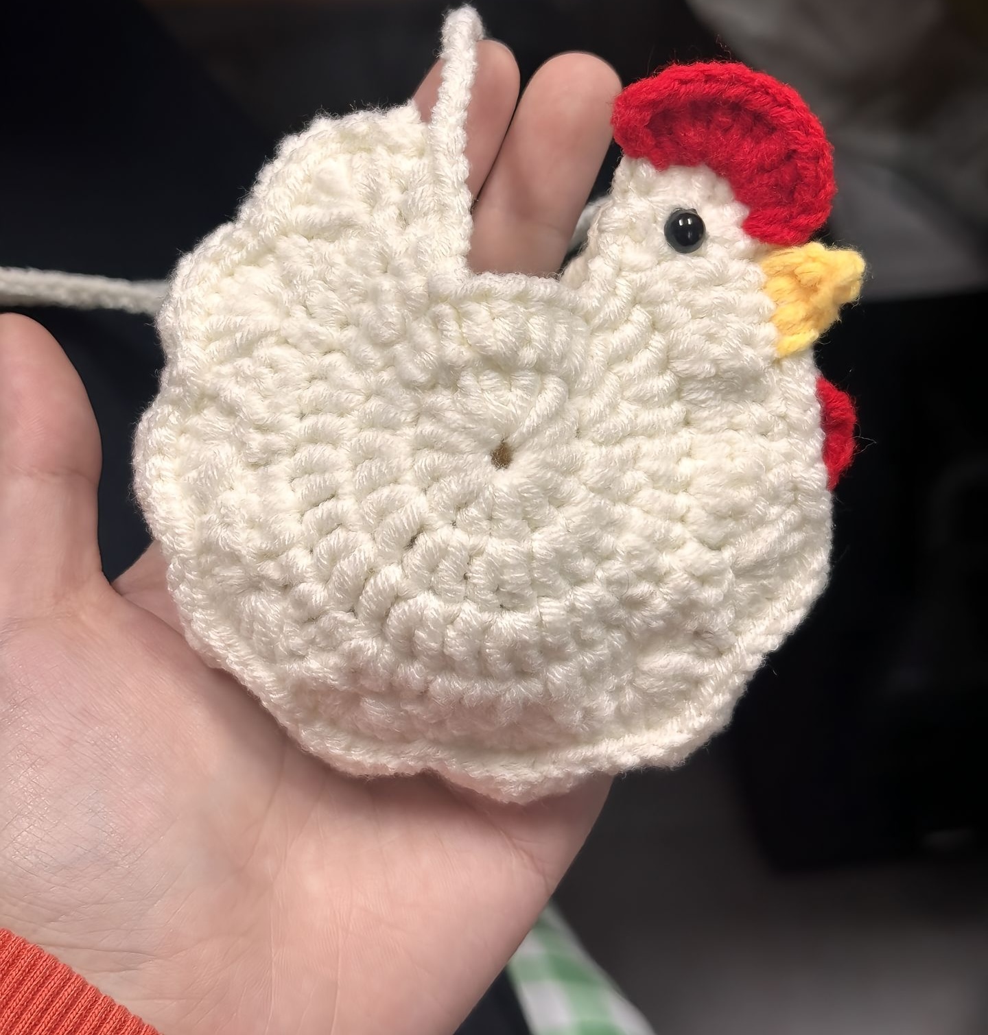小公鸡白色手工毛线零钱可爱编织材料礼物钩针自制diy钩织包包