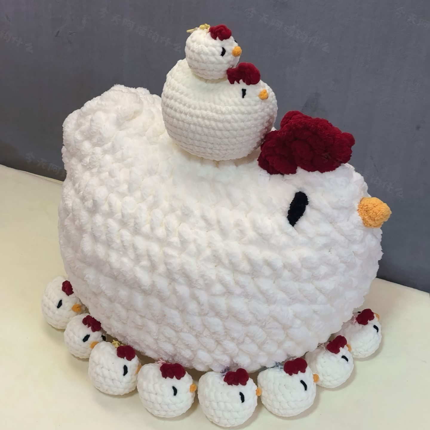 白色小鸡材料包抱枕玩偶可爱公仔DIY手工礼物毛线大胖鸡送闺蜜