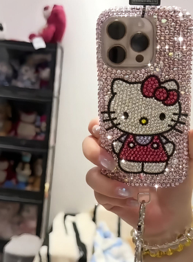 Kitty满钻手工材料包可爱手机壳适用苹果水钻131114凯蒂猫新款