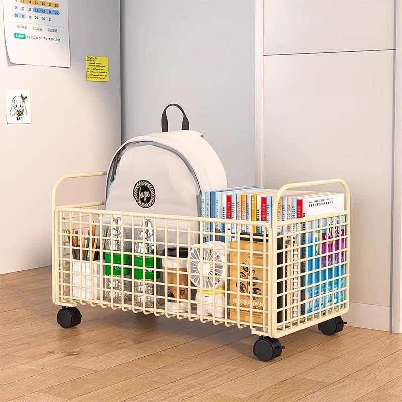 书本可移动收纳箱书箱学生桌下教室用书架书包放书收纳盒带轮置物