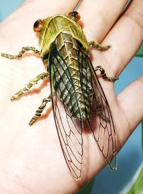 中国非遗草编昆虫知了仿真知了棕编特色手工艺品居家摆件场景装饰