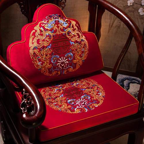 新中式红木冬季毛绒沙发坐垫实木椅垫圈椅茶桌椅座垫防滑餐椅定制